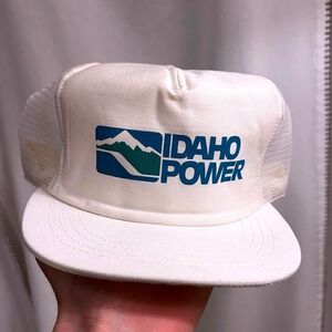 Vintage Idaho Power Company Trucker Hat Vintage White Mesh Snapback Men VTG